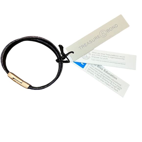 Treasure & Bond Jewelry - Treasure & Bond Gold, Purple, Bronze Leather Bracelet with Magnetic Clasp 7" NWT